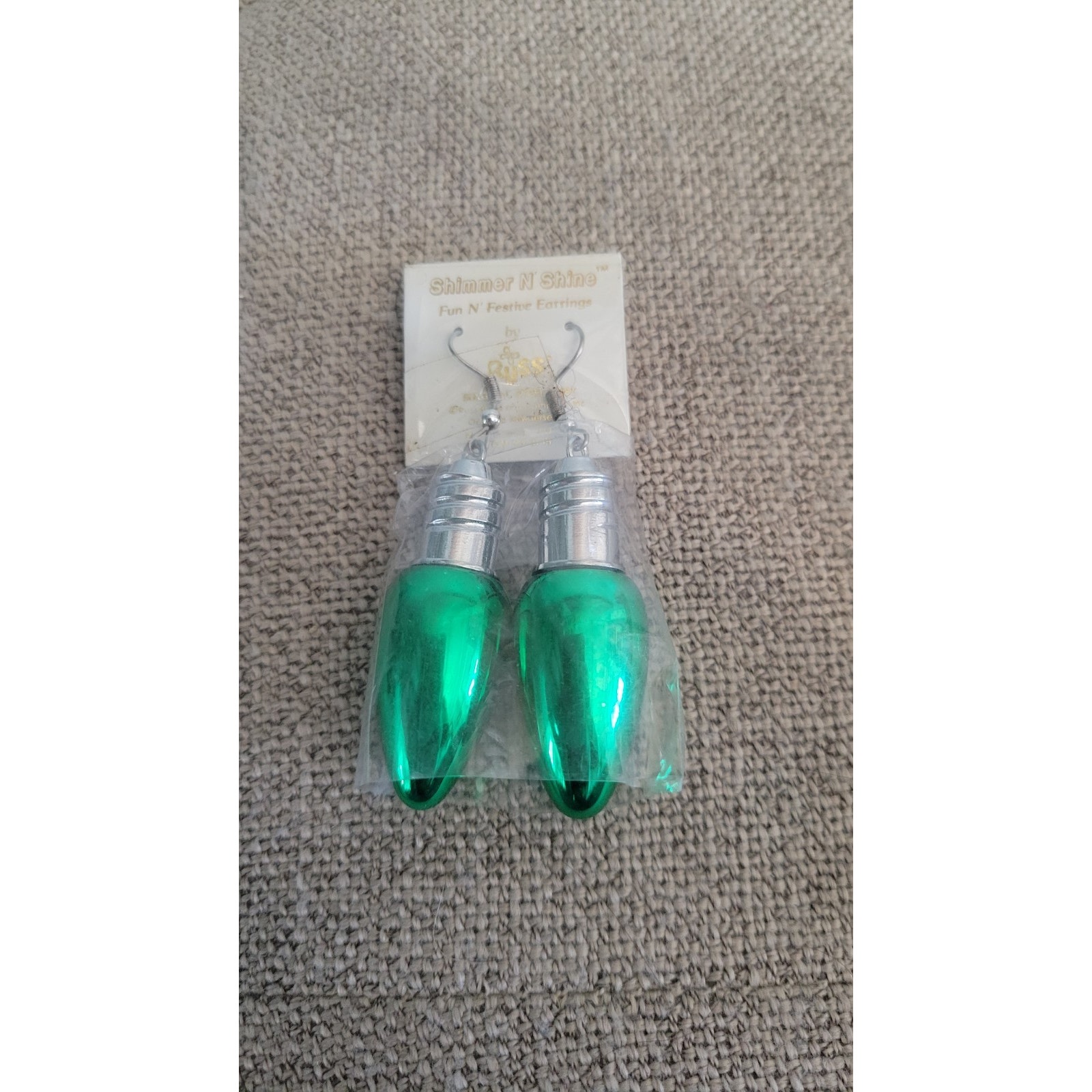 Vintage Russ Shimmer N Shine Christmas Light Bulb Earrings Nwt 3715 80s 90s Nos 6$
